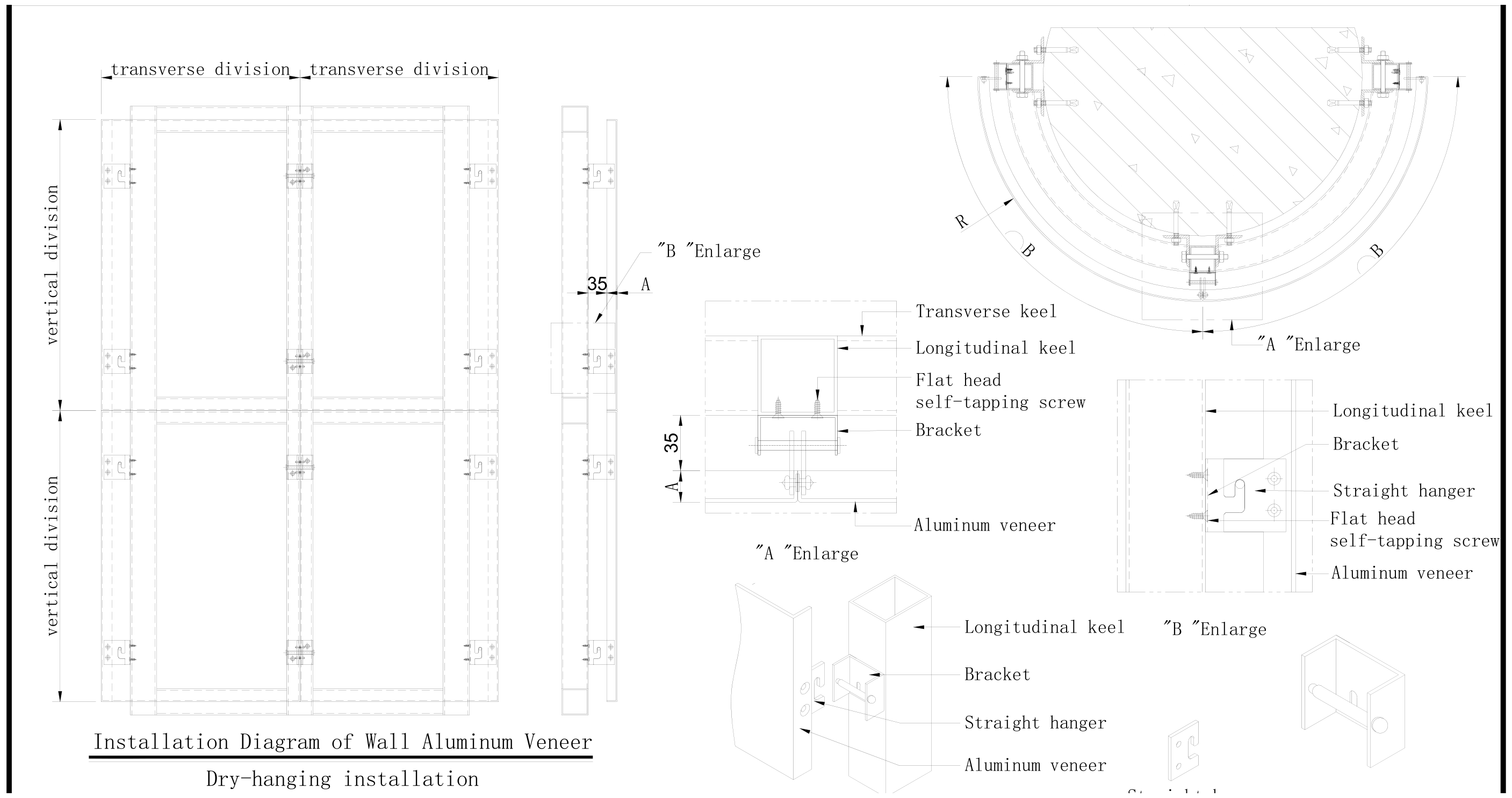 Curved cladding panel drawing